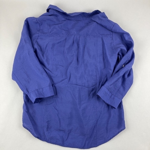 Roz & Ali Button Up Shirt Womens Large Blue Long Sleeve - Picture 9 of 9